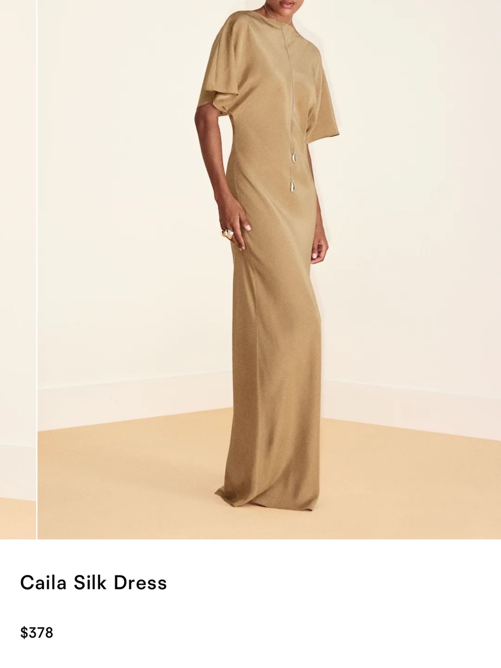 Reformation Caila Silk Maxi Dress in Camel
